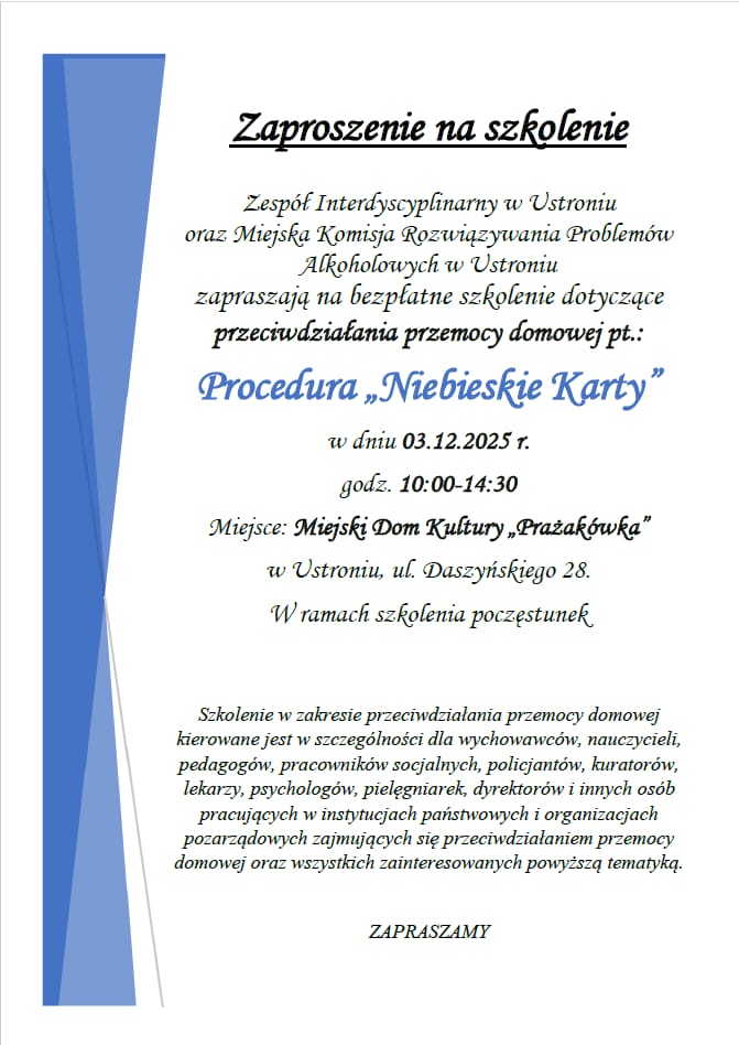 Zaproszenie na szkolenie Procedura 